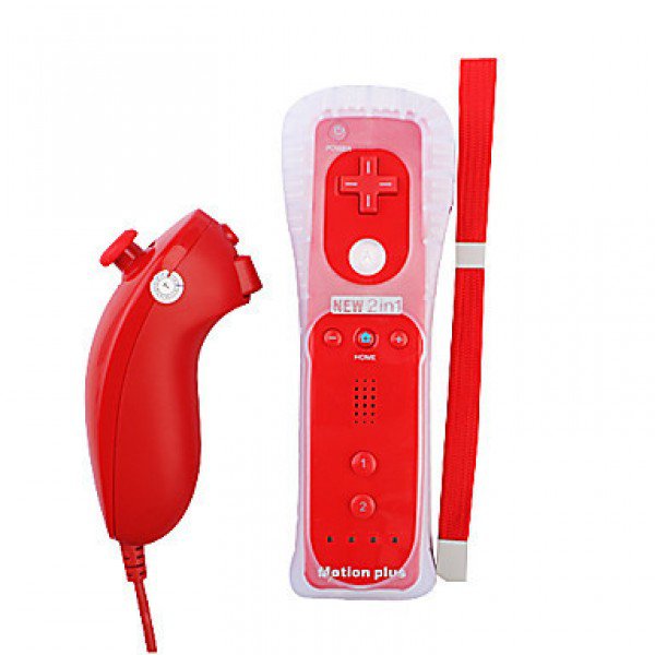 MotionPlus Remote Controller and Nunchuk + Case for Wii/Wii U Red