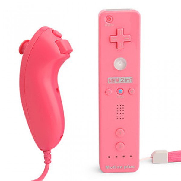 MotionPlus Remote Controller and Nunchuk for Wii/Wii U Pink
