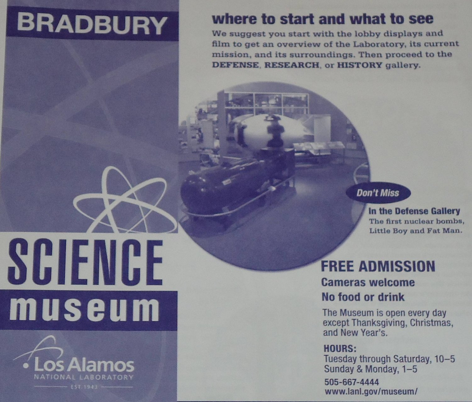 BRAND NEW BRADBURY SCIENCE MUSEUM BROCHURE LOS ALAMOS NATIONAL LABORATORY