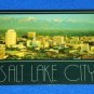 VINTAGE MARVELOUS SALT LAKE CITY SKYLINE POSTCARD MEMENTO WASATCH MOUNTAIN RANGE