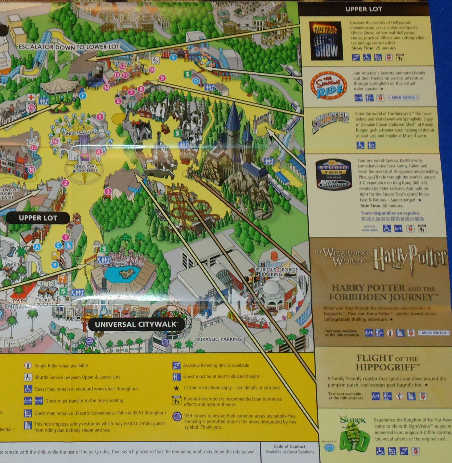 BRAND NEW UNIVERSAL STUDIOS HOLLYWOOD SOUVENIR MAP HARRY POTTER ...