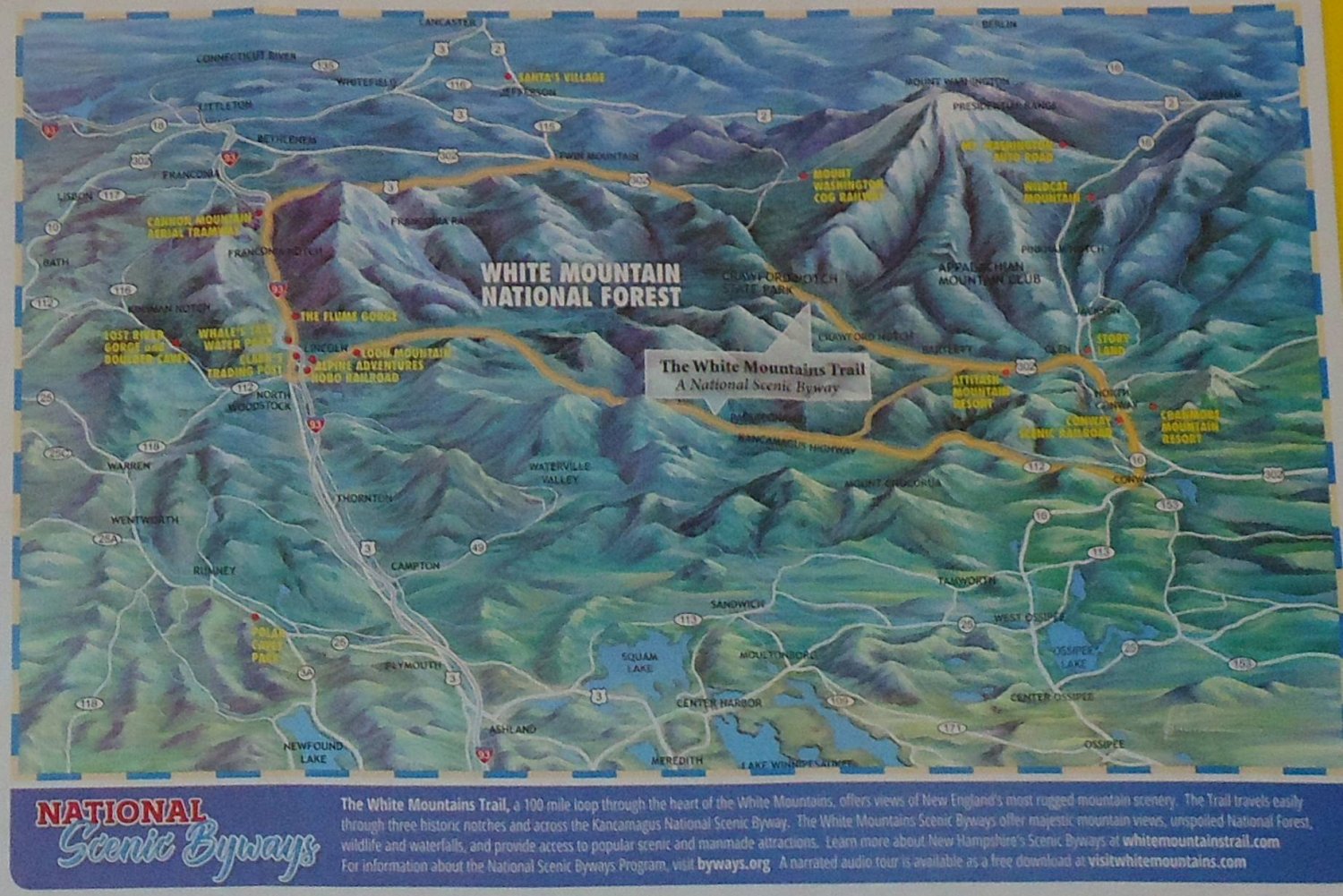 BRAND NEW WHITE MOUNTAINS NEW HAMPSHIRE STATE HIGHWAY MAP GREAT REFERENCE GUIDE