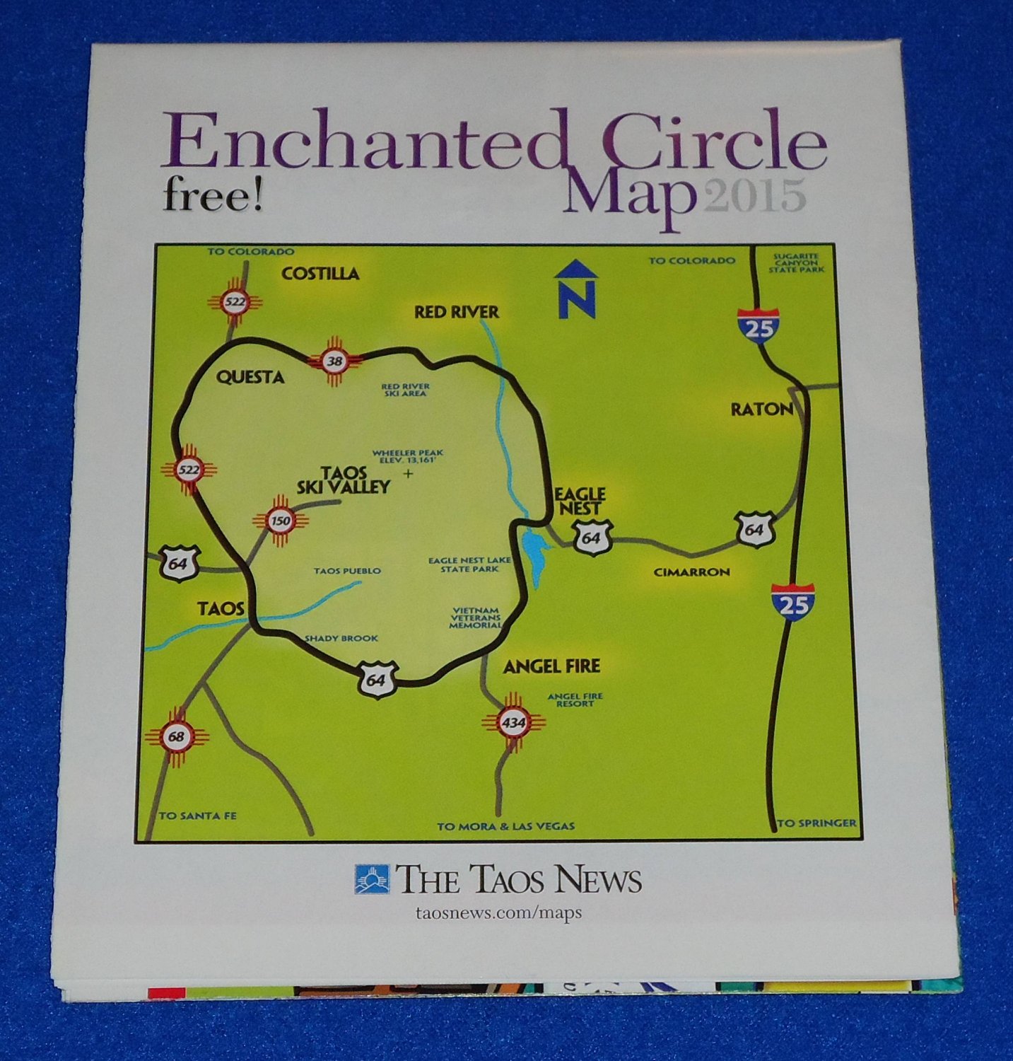 BRAND NEW INFORMATIVE ENCHANTED CIRCLE TAOS NEW MEXICO REFERENCE MAP 