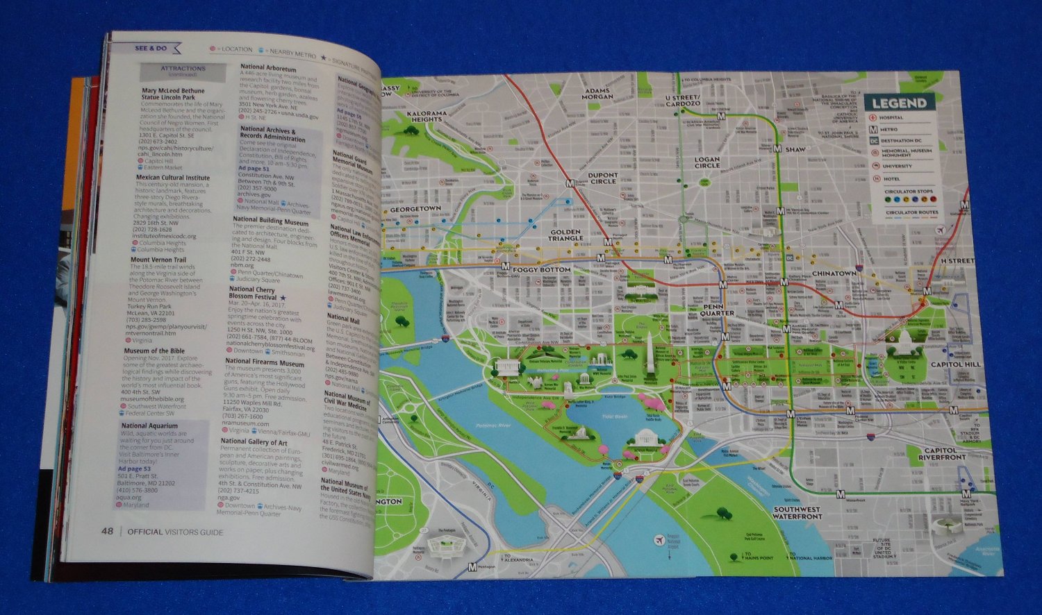 WASHINGTON D.C. OFFICIAL VISITOR'S GUIDE - EXCELLENT CITY SIGHTS MAPS