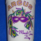 ARGUS MARDI GRAS DAY NEW ORLEANS MARDI GRAS CUP MASK PURPLE GREEN GOLD FLOWERS