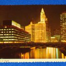 UNBELIEVABLE VINTAGE DOWNTOWN CHICAGO RIVER AT NIGHT POSTCARD COLLECTOR'S ITEM
