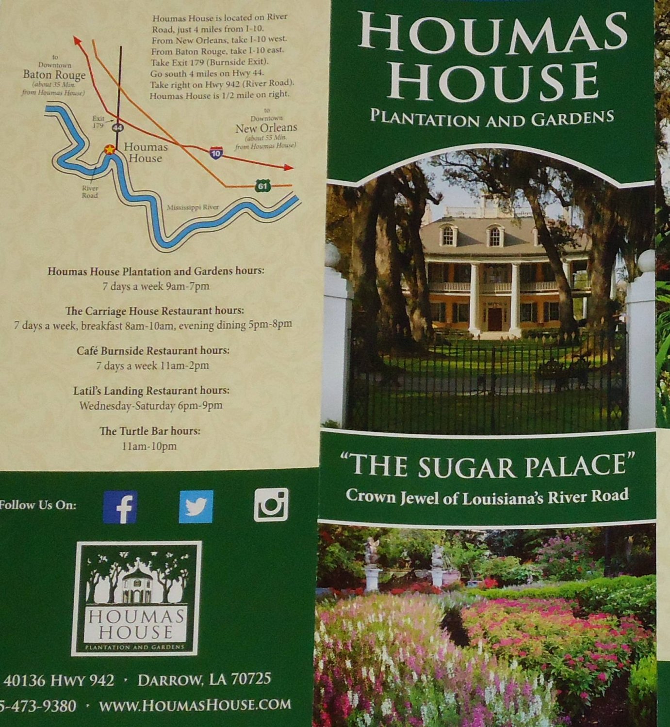 NEW OAK ALLEY NATIONAL HISTORIC LANDMARK BROCHURE + BONUS HOUMA HOUSE