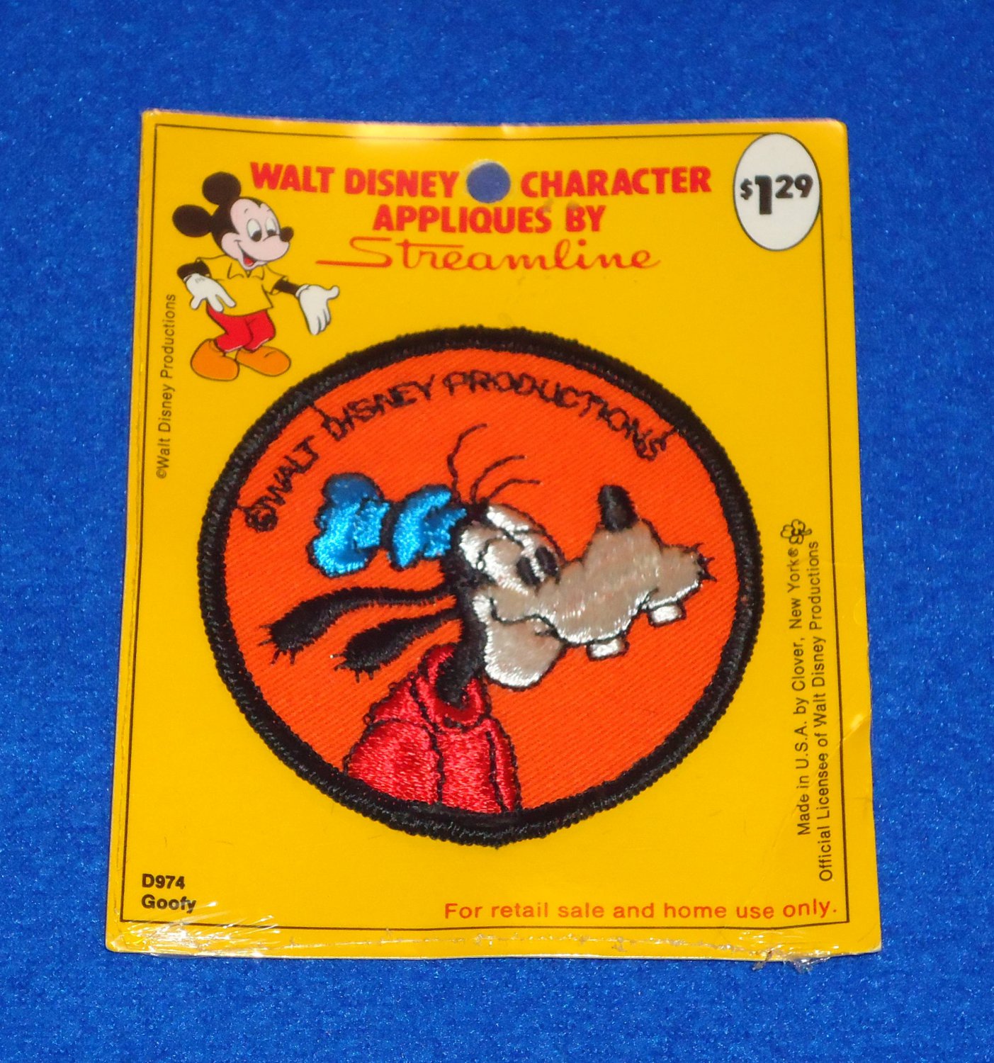 Rare Vintage Cool Walt Disney Goofy Patch Appliques By Streamline Factory Sealed 