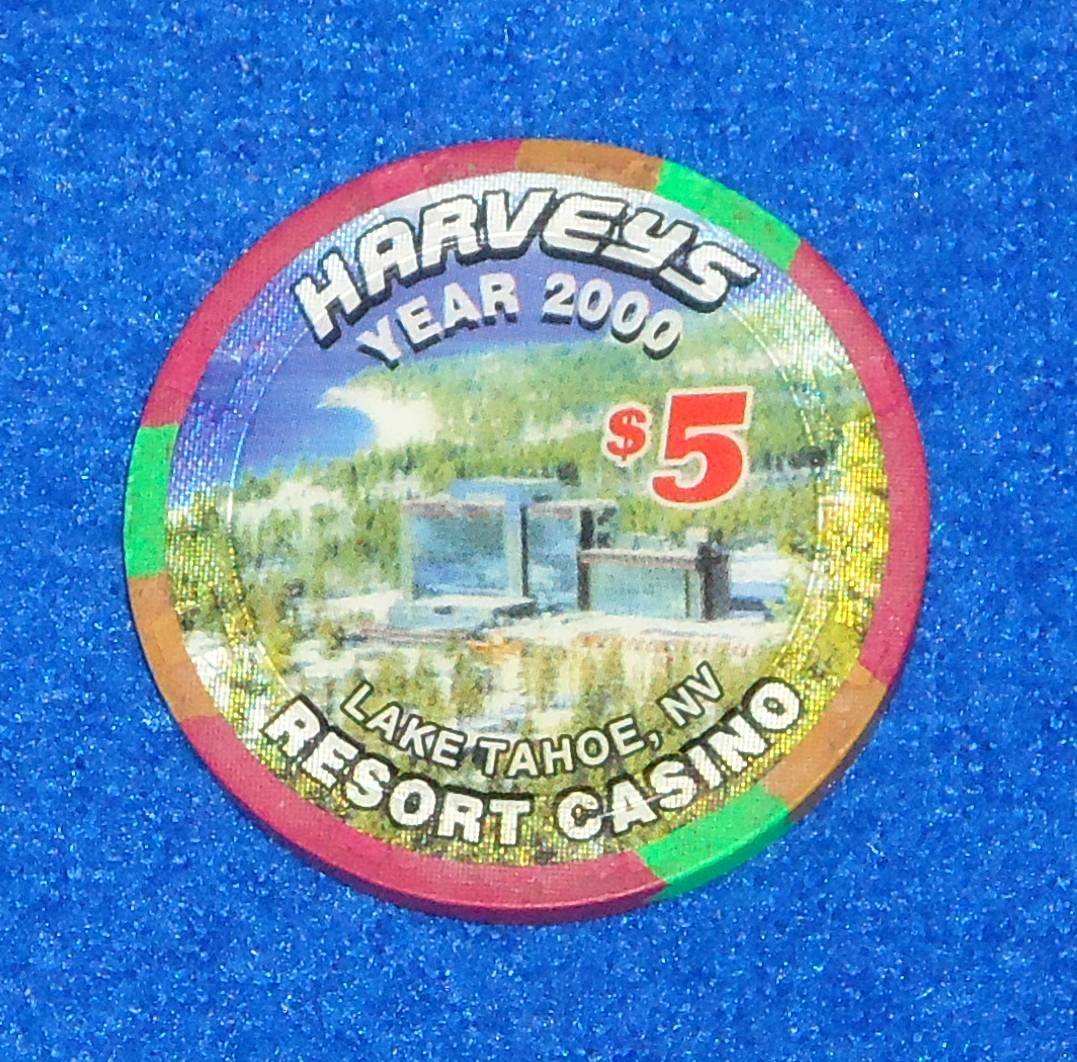 SCARCE LIMITED EDITION HARVEY'S RESORT HOTEL CASINO YEAR 2000 $5 CHIP LAKE TAHOE