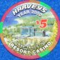 SCARCE LIMITED EDITION HARVEY'S RESORT HOTEL CASINO YEAR 2000 $5 CHIP LAKE TAHOE