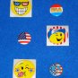 3 BRAND NEW SENSATIONAL PATRIOTIC BUTTON PIN SET COLLECTIBLES + BONUS STICKERS