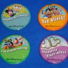 4 BRAND NEW SENSATIONAL WALT DISNEY WORLD CELEBRATION BUTTON PINS COMMEMORATIVES 4 BRAND NEW SENSATIONAL WALT DISNEY WORLD CELEBRATION BUTTON PINS COMMEMORATIVES