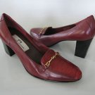 Etienne Aigner Shoes Size 7 Red Leather Pumps Heels Slip On Women's Croc Print