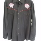 ELY Cattleman Black Embroidered Playing Cards Western Pearl Snap Rodeo Shirt XL