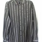 Austin Reed London Men's Large Shirt Gray Striped Cotton English Fit Long Sleeve