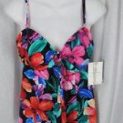 Caribbean Joe Tankini Swimsuit TOP Multi-Color Floral Padded Swimwear Sz 8 NEW