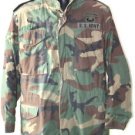 US ARMY COLD WEATHER FIELD JACKET WITH PATCHES S/L SMALL LONG WOODLAND CAMO
