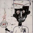 Jean Michel Basquiat "Eyes and Eggs" Abstract HUGE Oil Painting Canvas 20x28"