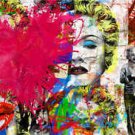 Mr Brainwash Untitled Bansky Abstract graffiti art Oil Painting on Canvas 24x36