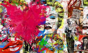 Mr Brainwash Untitled Bansky Abstract graffiti art Oil Painting on Canvas 24x36