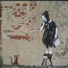 Bansky Modern Abstract graffiti Handcraft Canvas Oil Painting Rat & Girl 20x28