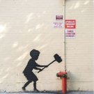 Bansky Modern Abstract graffiti art Handcraft Canvas Oil Painting Hammer 20x28"