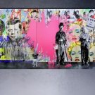 Mr Brainwash Bansky graffiti art Charlie Chaplin Oil Painting on Canvas 28x56"