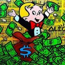 Alec Monopoly Abstract Handcraft Canvas Oil Painting Richie Rich 24x24"Unframed