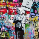 Mr Brainwash Love is The Answer Huge graffiti art Oil Painting Canvas 28x36"