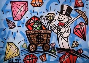Alec Monopoly Abstract Handcraft HUGE Canvas Oil Painting Diamond 24x32"Unframed