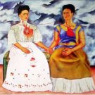 Frida Kahlo Classic HUGE Oil Painting on Canvas "Two Fridas" 24x24"-Unframed