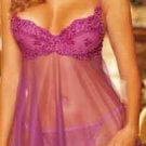 Shirley of Hollywood push-up sheer lace rhinestone chemise & thong set 20202 SM
