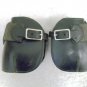 European black leather hard shell open front hind ankle boots Stainless buckles