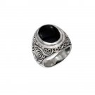 Oval Onyx Tapered Scrolled Band Ring