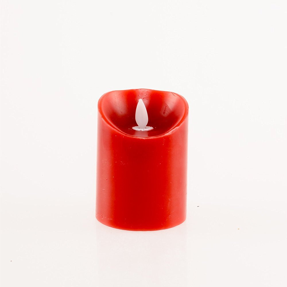 Home Decorations Moving Wick Flameless Pillar LED Wax Candle with Timer and Remote (red)