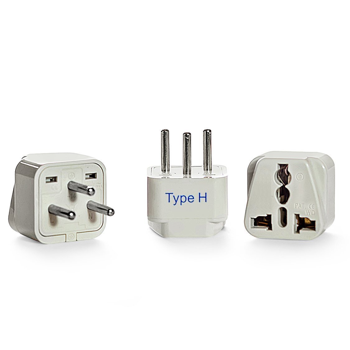 Ceptics Israel Travel Plug Adapter (Type H) 3 Pack [Grounded & Universal]