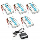 HOBBYTIGER 3.7V 1200mAh Lipo Battery 25C ( 5PCS ) + 5 in 1 Batteries Charger