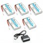 HOBBYTIGER 3.7V 1200mAh Lipo Battery 25C ( 5PCS ) + 5 in 1 Batteries Charger