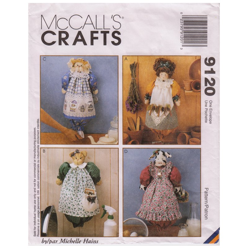 McCall's 9120 BAG HOLDER Dog Cow Bunny Doll Patterns with Kit to Make Doll