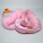Build A Bear PINK FEATHER SLIPPERS with Elastic Heels & Thick Foam Soles BABW