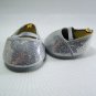 Build A Bear SILVER Glitter Sparkle Slip-on Shoes with Elastic Straps & Foam Heels