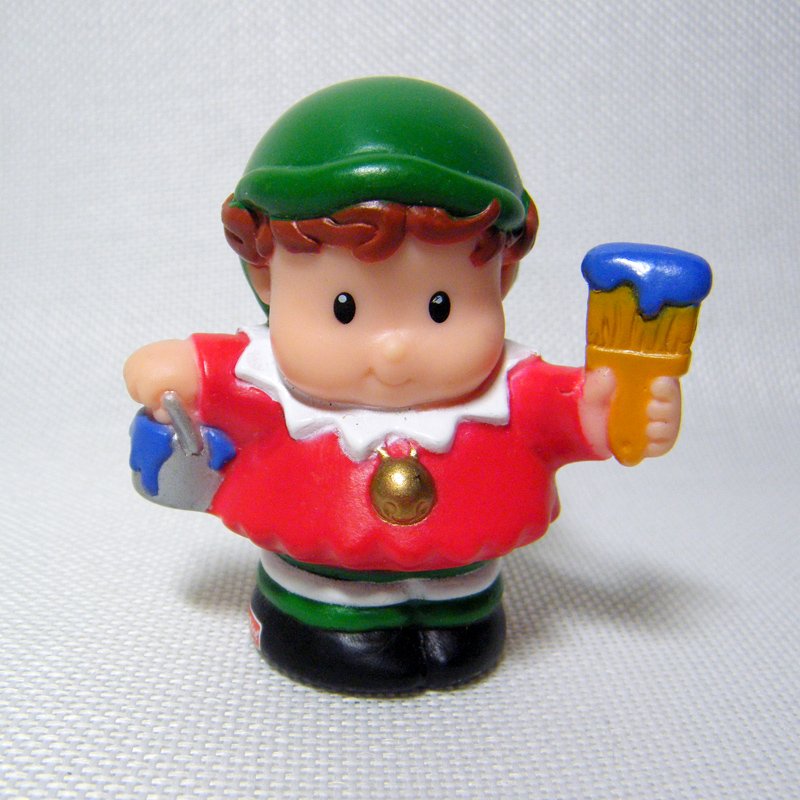 Fisher Price Little People Christmas ELF in Red Shirt & Gold Bells