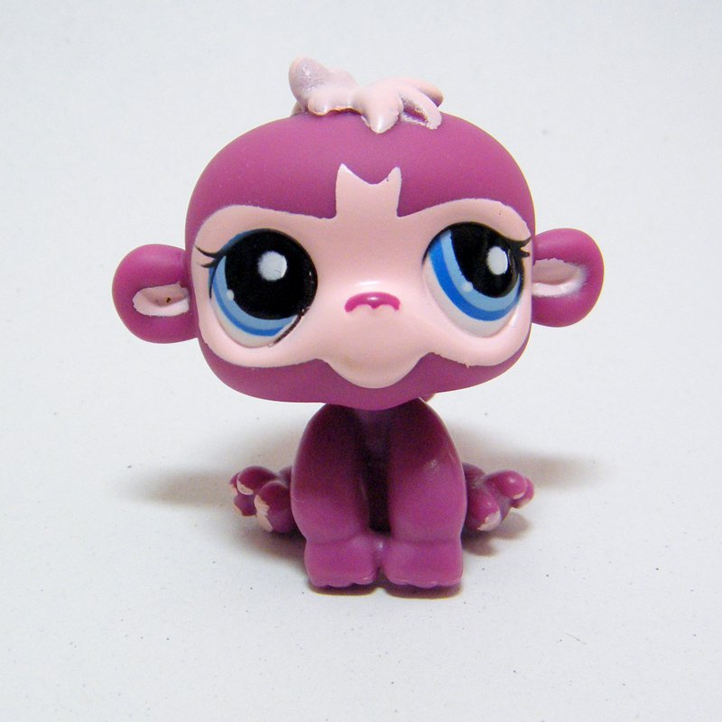 Littlest Pet Shop # 1737 MONKEY Primate with Tail Magenta w Blue Eyes