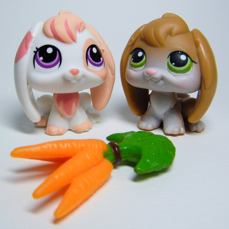 Littlest Pet Shop # 1304 RABBIT Peach Pink & # 185 Lopp Ear Brown Bunny