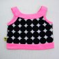 Build A Bear Top BLACK CIRCLES on White with PINK SEQUINS & Trim