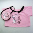Build A Bear Pink LE CAT Knit Short Sleeve Top with PILL BOX Hand Bag