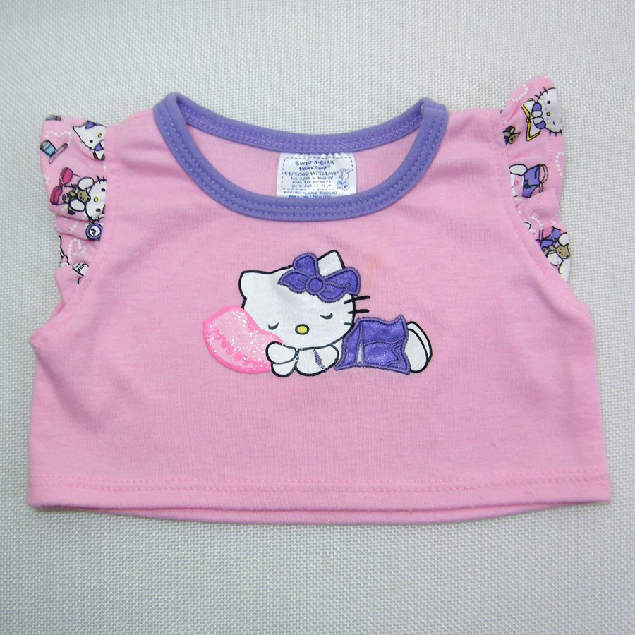 Build A Bear HELLO KITTY Pink Pajama Top with Short Fluted Sleeves