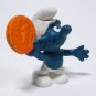 Vintage Smurfs Holding Orange Coin PVC Figure Peyo Schleich Hong Kong 20029
