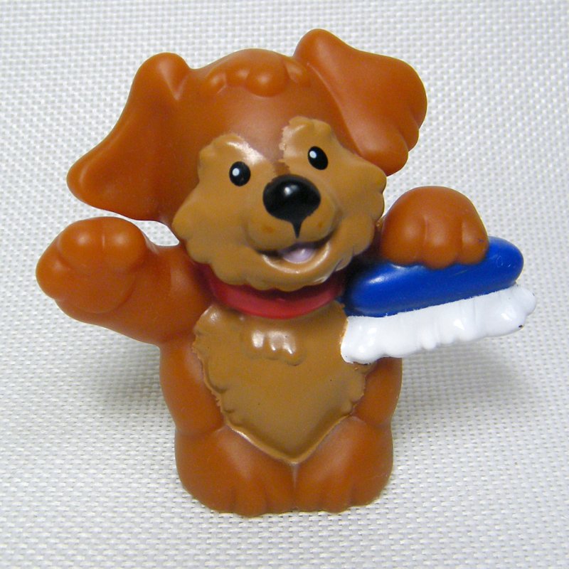 Fisher Price Little People BROWN DOG Car Wash Figure with Brush