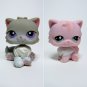 Littlest Pet Shop # 723 Pink PERSIAN Kitten Diamond & Star Eyes & # 251 Grey CAT